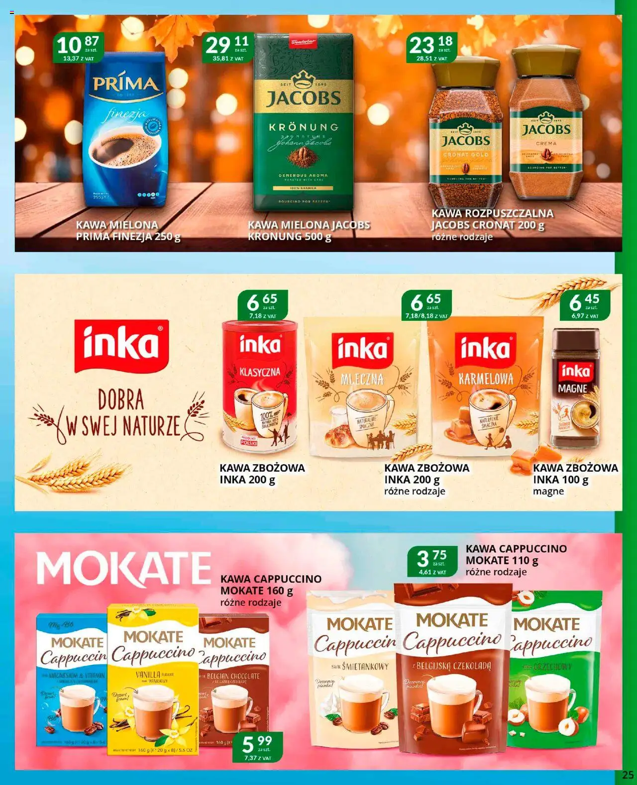 Eurocash Gazetka od 22.09.2025 | Strona: 25 | Produkty: Kawa rozpuszczalna, Cappuccino, Por, Kawa