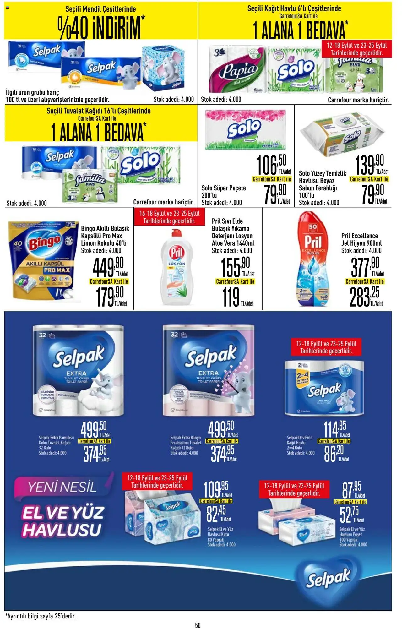 CarrefourSA Katalog - 12.09.2025 tarihinden itibaren geçerlidir | Sayfa: 50 | Ürünler: Kutu, Tuvalet, Kağıt havlu, Yüz havlusu