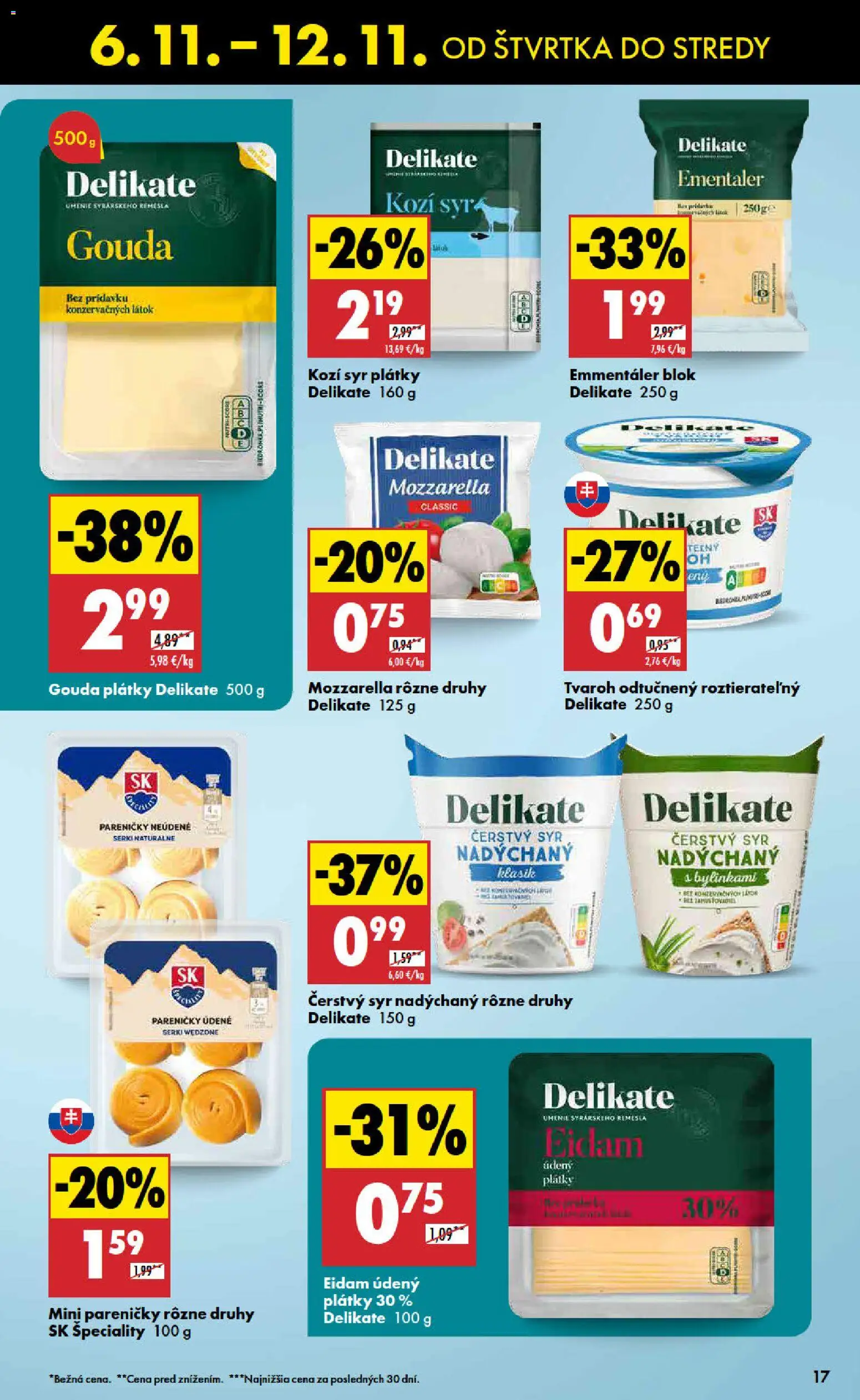 Nové Biedronka akcie – leták je platný od 06.11.2025 | Strana: 17 | Produkty: Syr, Gouda, Eidam, Tvaroh