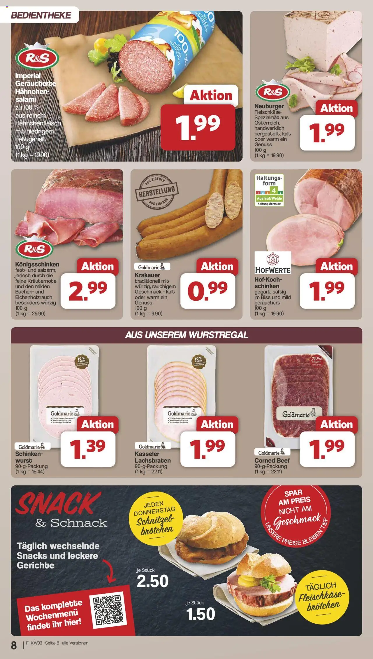 Famila Nordwest Prospekt 	 - gültig ab dem 11.08.2025 | Seite: 8 | Produkte: Hahnchen, Wurst, Salami, Schinken