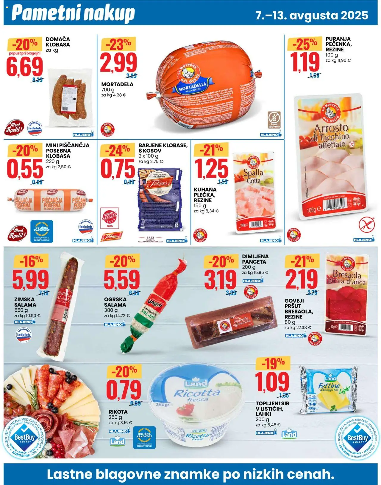 Eurospin katalog │ velja od 07.08.2025 | Stran: 8 | Izdelki: Panceta, Topljeni sir, Sir, Salama