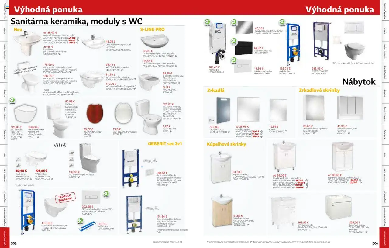 Nové Siko akcie – leták je platný od 01.09.2025 | Strana: 253 | Produkty: Nábytok, Osvetlenie, Kúpeľňové skrinky, Geberit