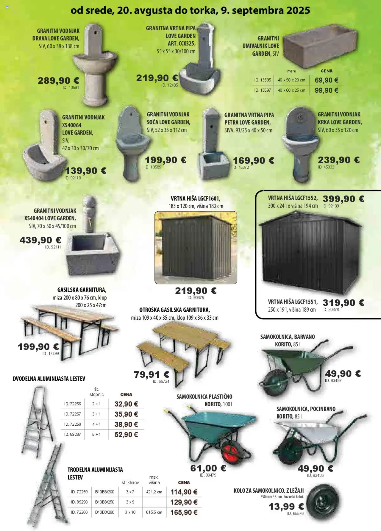 Živex katalog │ velja od 20.08.2025 | Stran: 7 | Izdelki: Miza, Umivalnik, Samokolnica