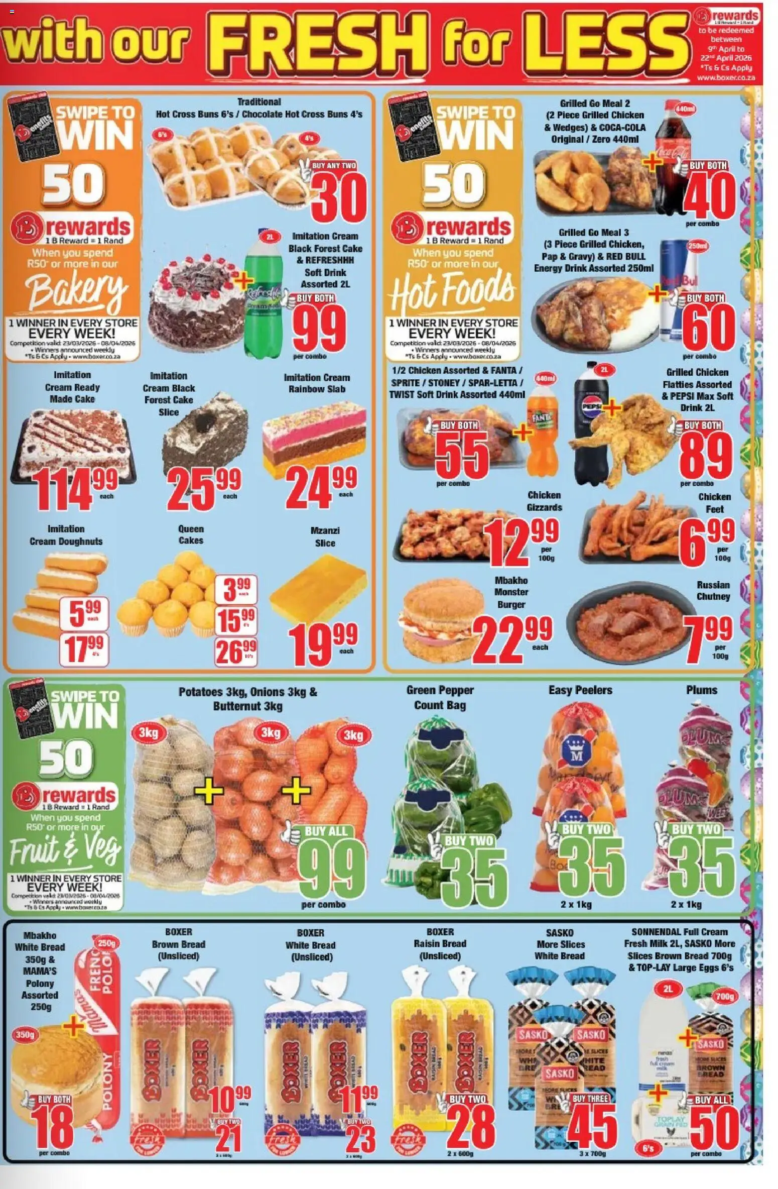 New Boxer catalogue – valid from 23.03.2026 | Page: 3 | Products: Buns, Fanta, Sprite, Onions