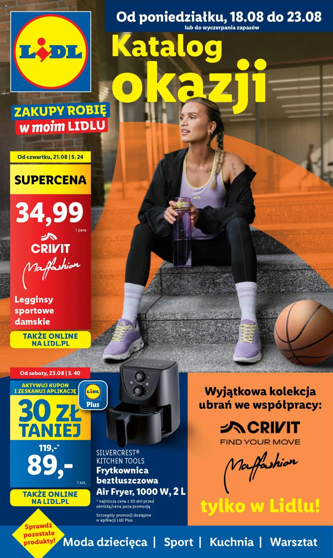 Lidl Katalog od 18.08.2025 | Strona: 1 | Produkty: Legginsy, Frytkownica, Frytkownica beztłuszczowa