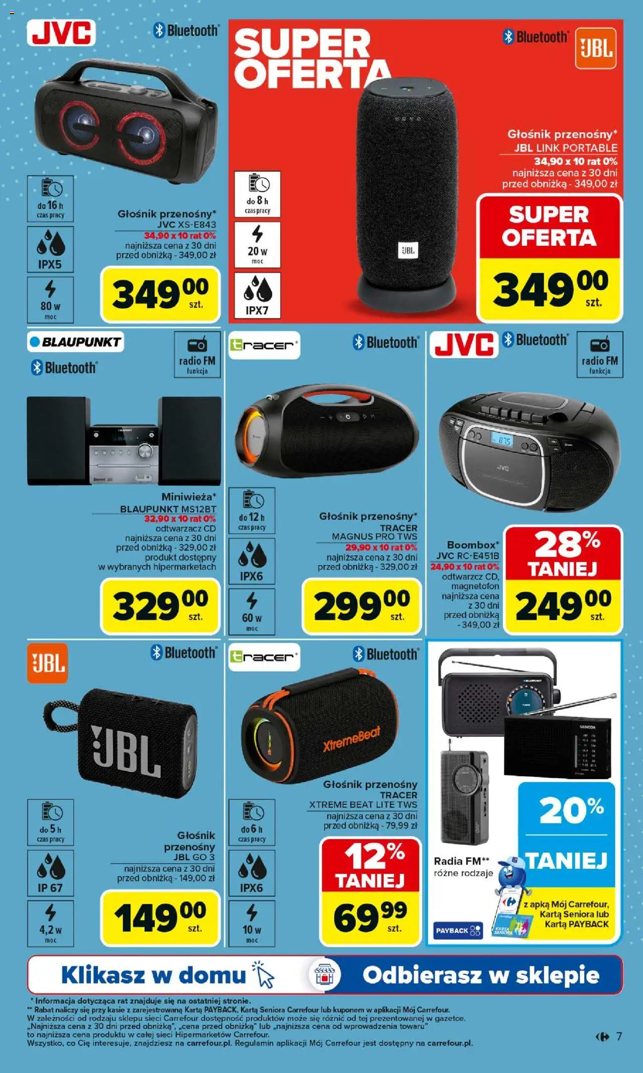 Carrefour Gazetka - Multimedia od 18.08.2025 | Strona: 7 | Produkty: Karta, Radio, Głośnik