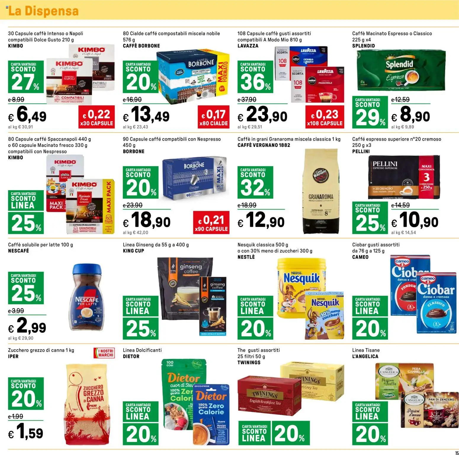 Volantino Iper del 16.01.2026 | Pagina: 15 | Prodotti: Zucchero, Pera, Caffè in grani, Macinato