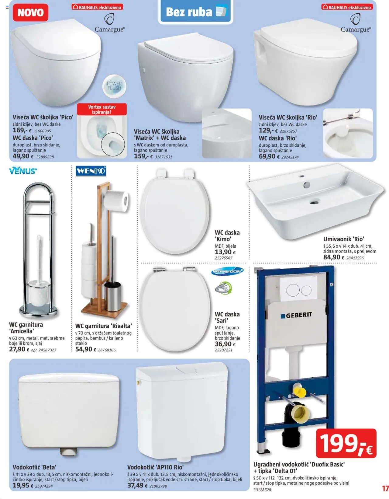 Bauhaus katalog | vrijedi od 01.10.2025 | Stranica: 17 | Proizvodi: Umivaonik, WC daska, Vodokotlić, Wc školjka