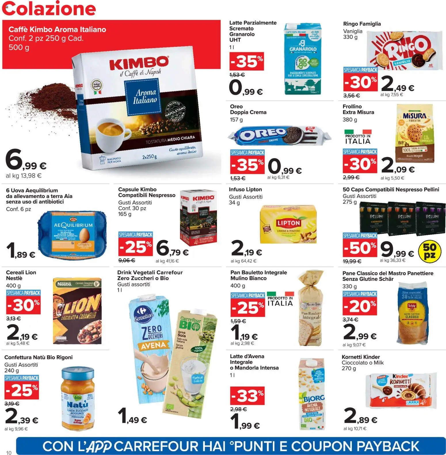 Volantino Carrefour del 13.03.2026 | Pagina: 10 | Prodotti: Uova, Caffè, Cereali, Terra