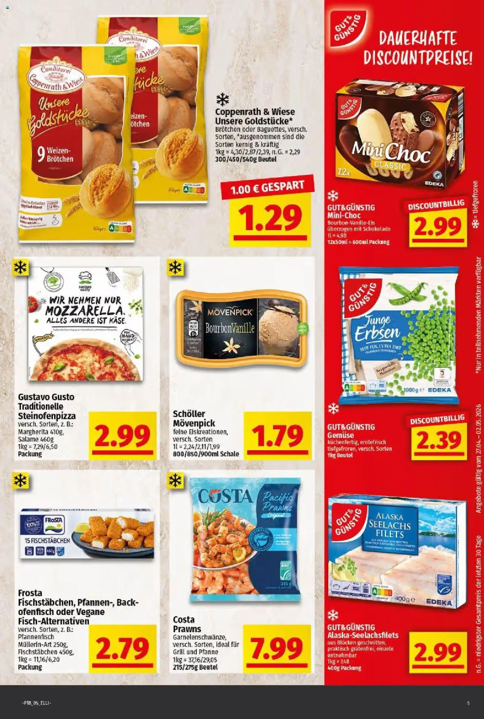 Elli Markt Prospekt Gütersloh – gültig ab 27.04.2026 | Seite: 5 | Produkte: Gustavo gusto, Schokolade, Fischstabchen, Gemüse