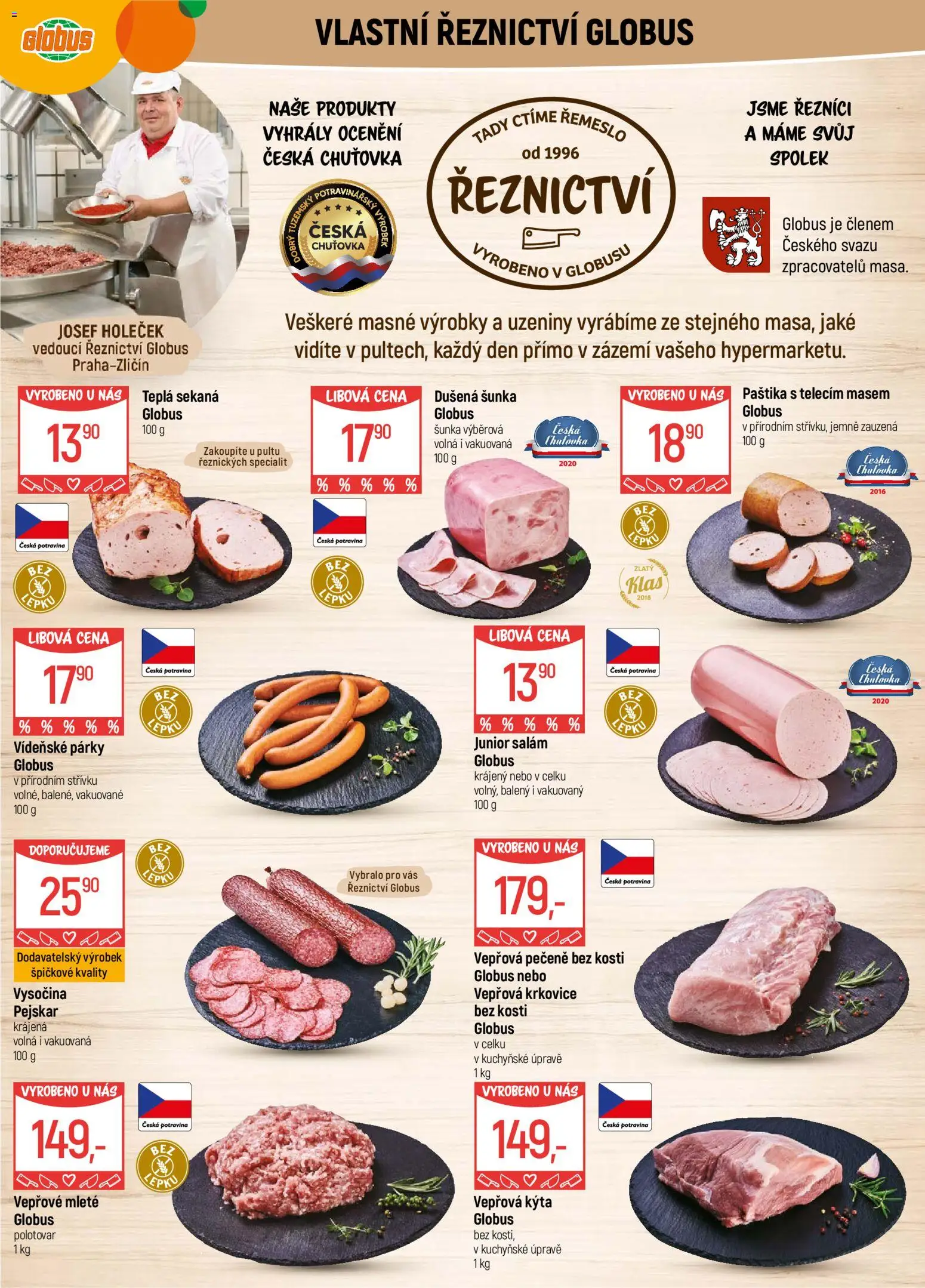 Globus leták - Praha Zličín od 17.12.2025 | Strana: 3 | Produkty: Globus, Vepřová pečeně, Salám, Párky
