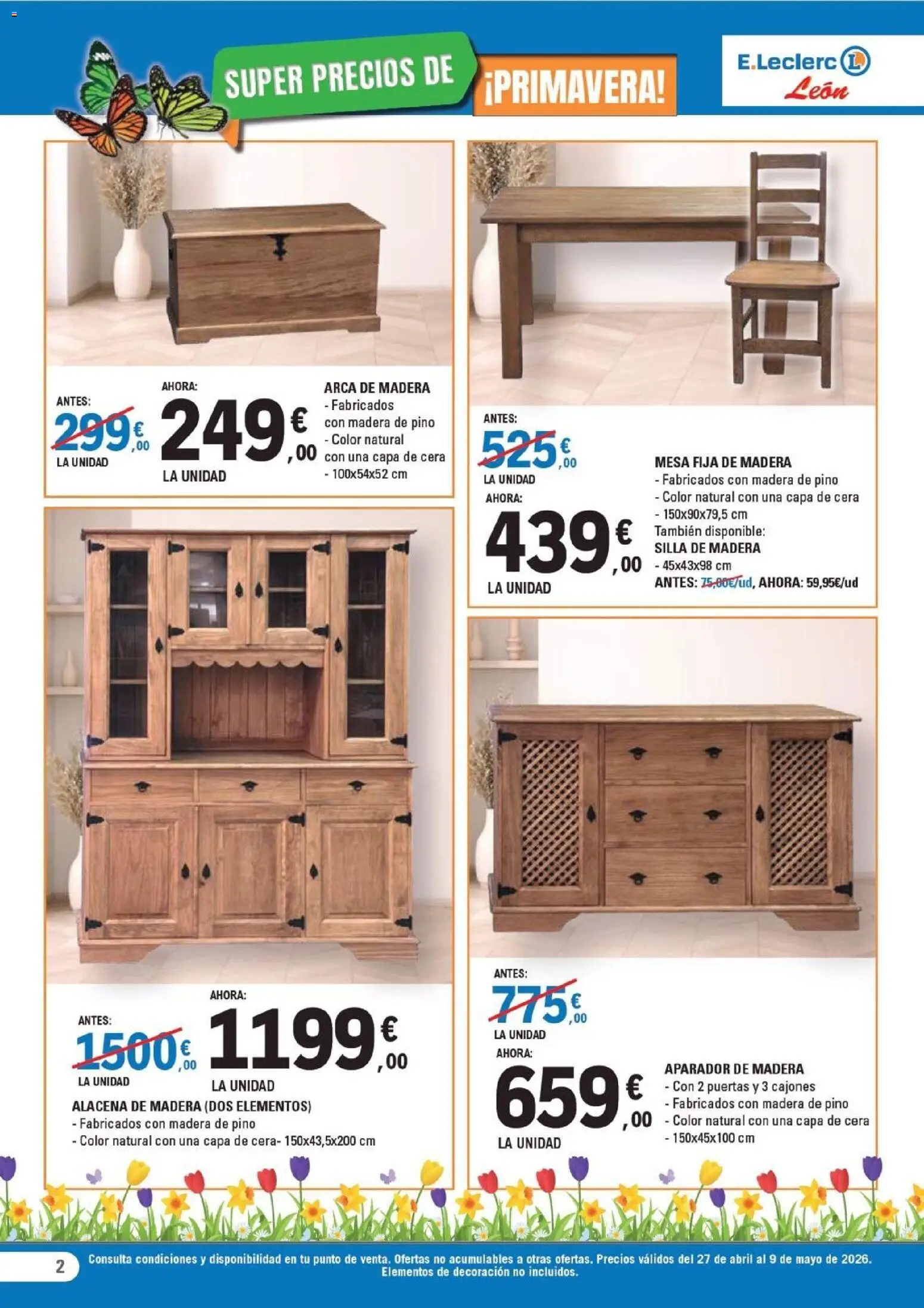 E.Leclerc León │ válido desde el 27.04.2026 | Página: 2 | Productos: Mesa, Silla, Aparador