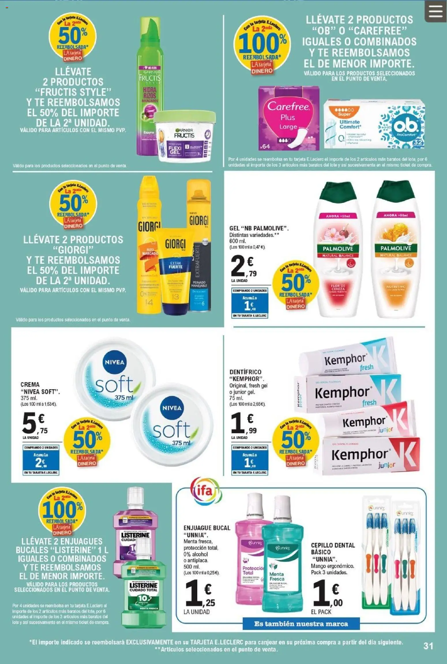 E.Leclerc folleto │ válido desde el 11.03.2026 | Página: 31 | Productos: Cepillo, Enjuague bucal, Té, Ρούτερ