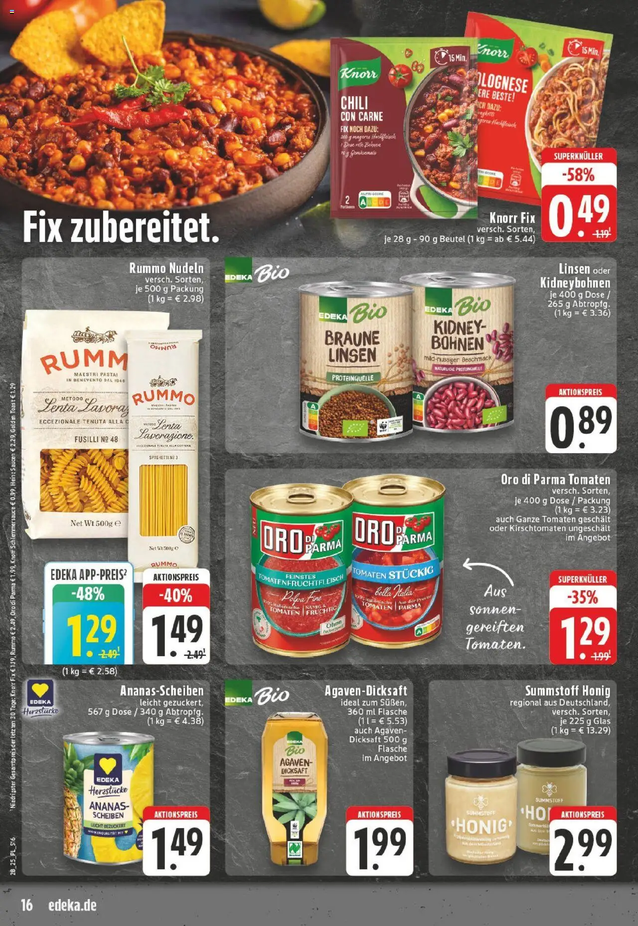 Edeka prospekt Goch	 - gültig ab dem 06.07.2025 | Seite: 16 | Produkte: Tomaten, Knorr, Oro di parma, Pasta