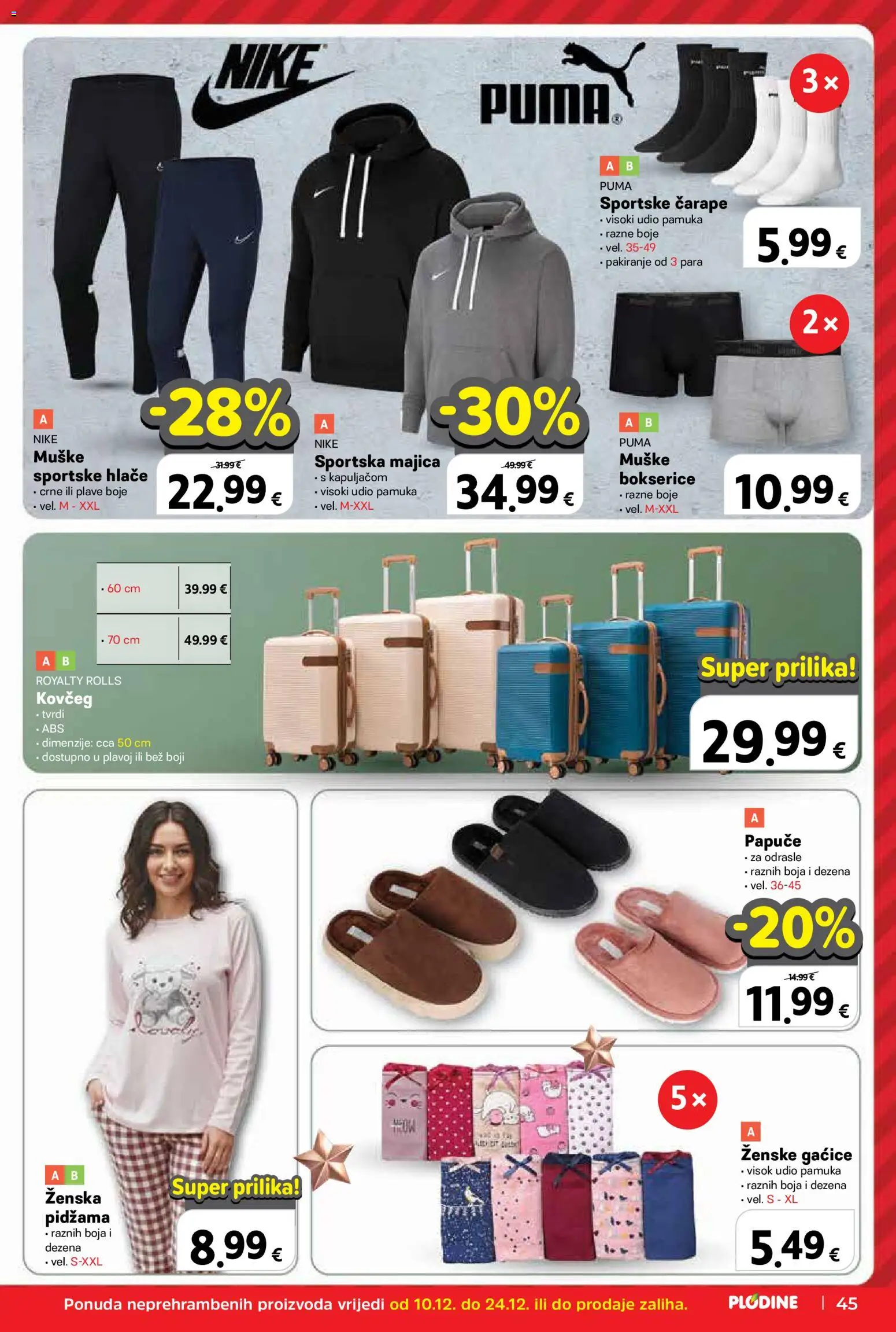 Plodine katalog | vrijedi od 10.12.2025 | Stranica: 45 | Proizvodi: Majica, Hlače, Čarape, Pidžama