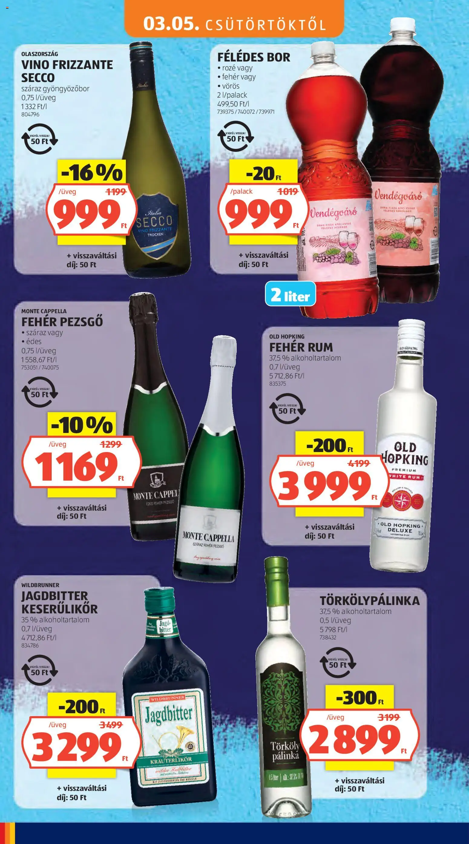 Aldi akciós ujság - amely érvényes a következő dátumtól: 05.03.2026 | Oldal: 26 | Termékek: Pálinka, Pezsgő, Brandy, Bor
