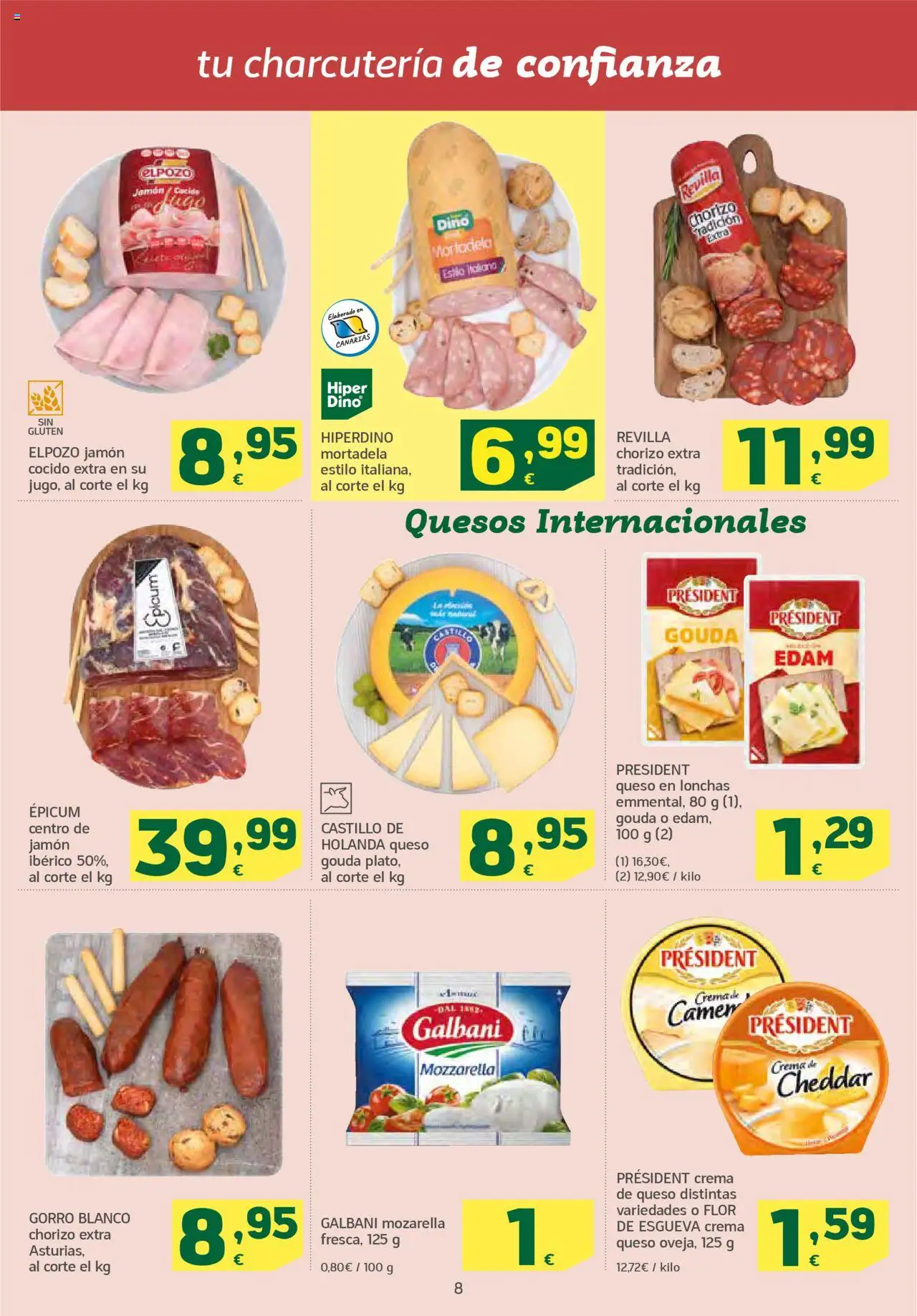 HiperDino folleto │ válido desde el 10.06.2025 | Página: 8 | Productos: Jamón ibérico, Jugo, Crema, Queso Gouda