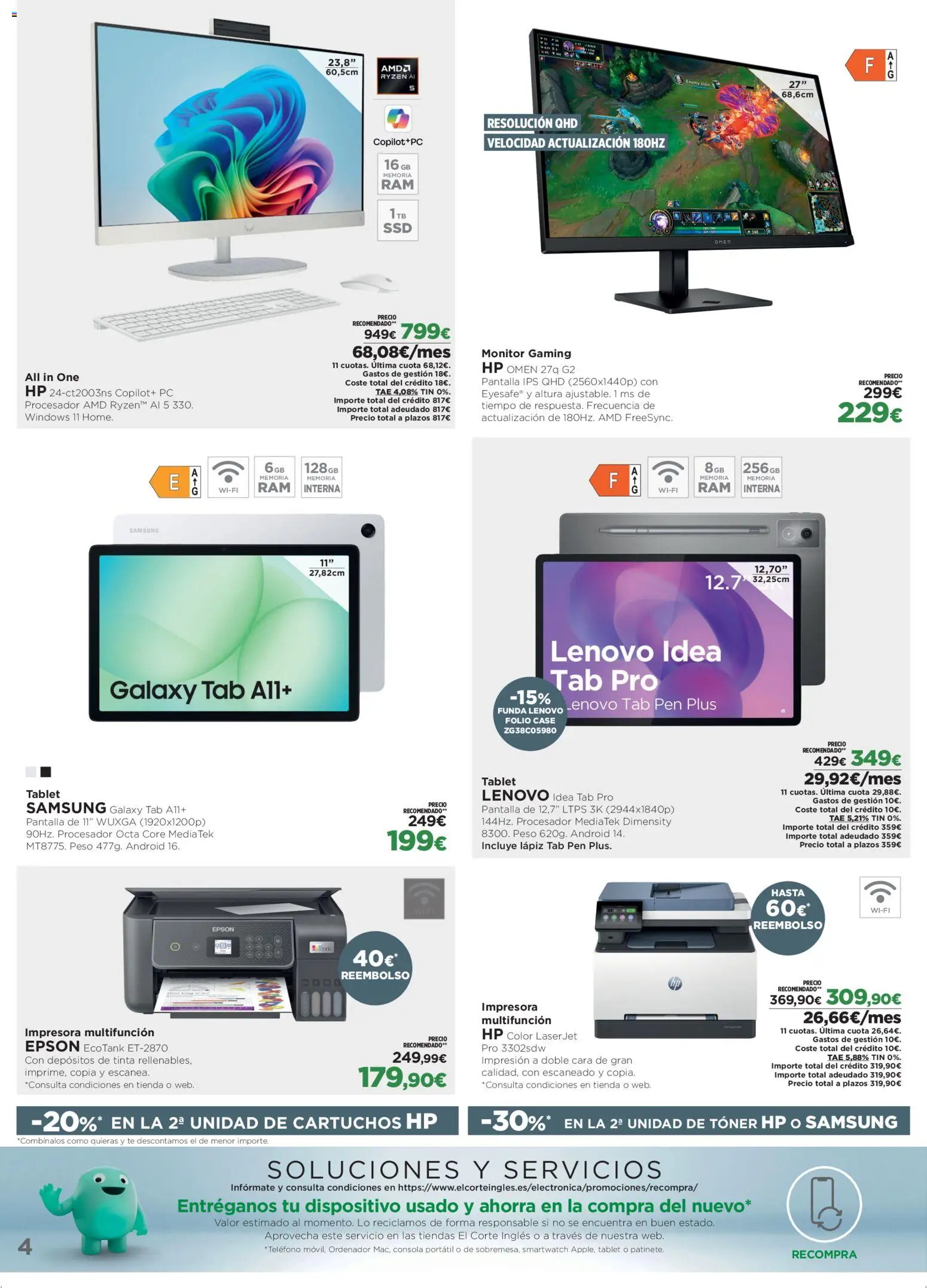 El Corte Inglés ofertas │ válido desde el 27.04.2026 | Página: 4 | Productos: Té, Ordenador, Funda, Peso