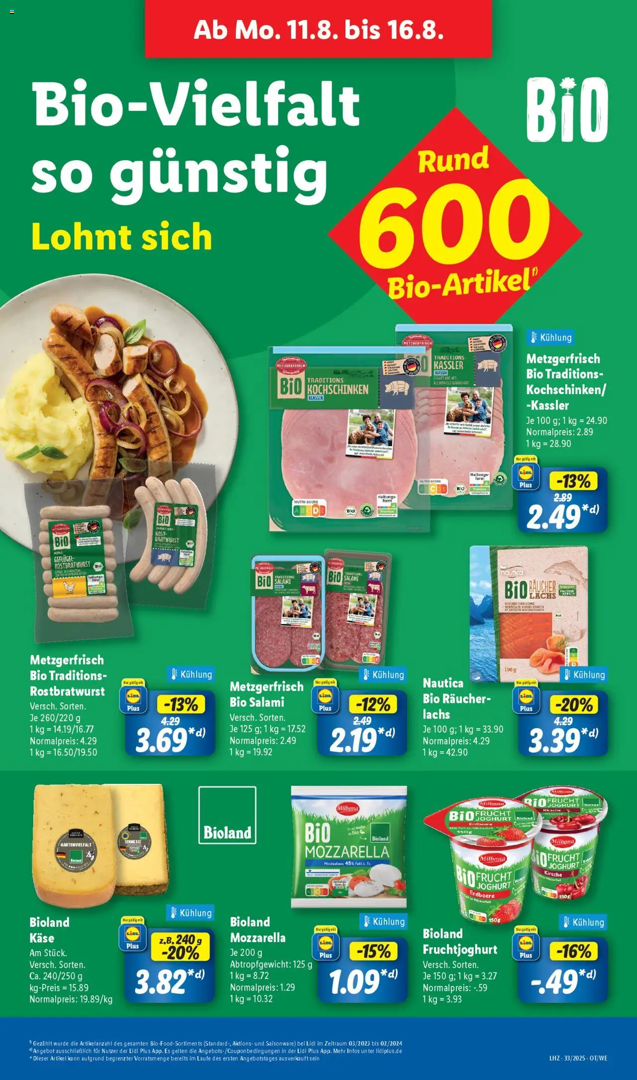 Lidl Prospekt Trier - gültig ab dem 11.08.2025 | Seite: 9 | Produkte: Joghurt, Mozzarella, Bratwurst, Fruchtjoghurt