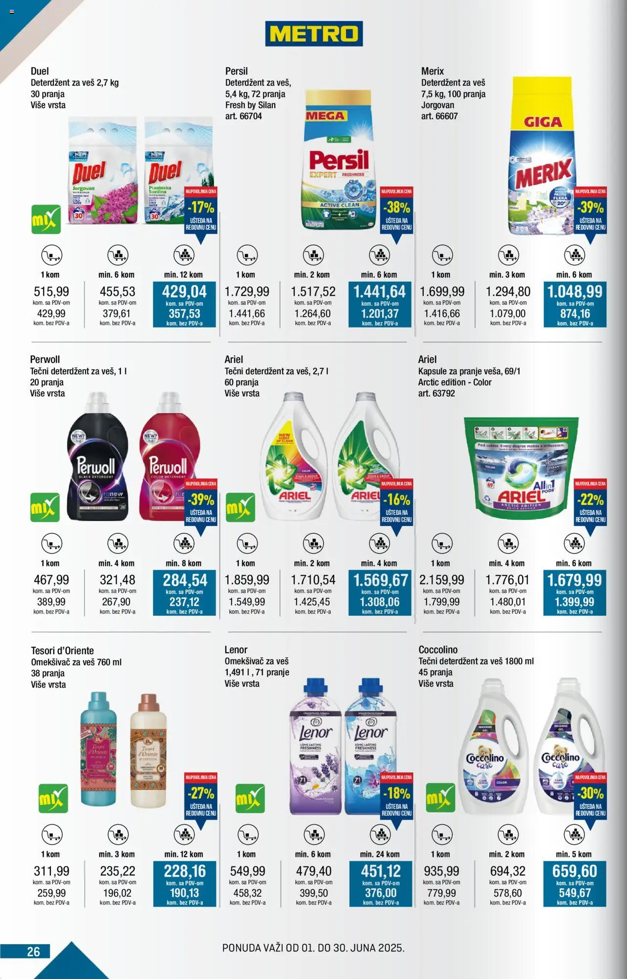 Metro katalog - važi od 01.06.2025 | Strana: 26 | Proizvode: Ariel, Kapsule, Coccolino, Persil