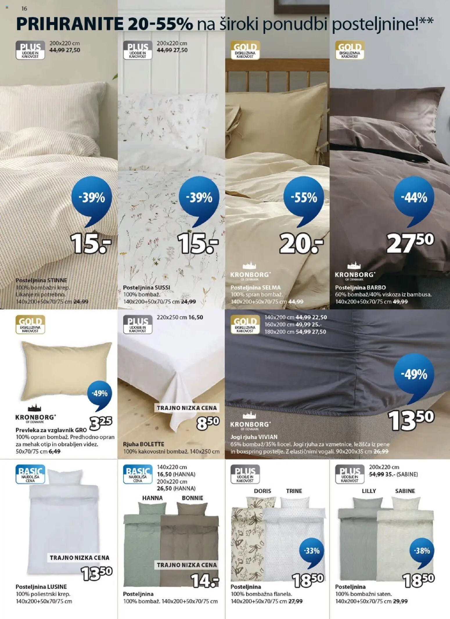 Novi JYSK katalog ponudbe – veljaven od 08.04.2026 | Stran: 16 | Izdelki: Vzglavnik, Prevleka, Posteljnina, Jogi