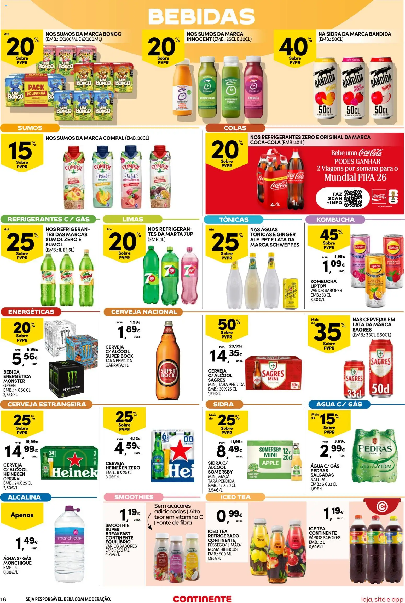 Continente Semanal Continente Bom Dia │ válido de 10.03.2026 | Página: 18 | Produtos: Super bock, Maça, Somersby, Soda