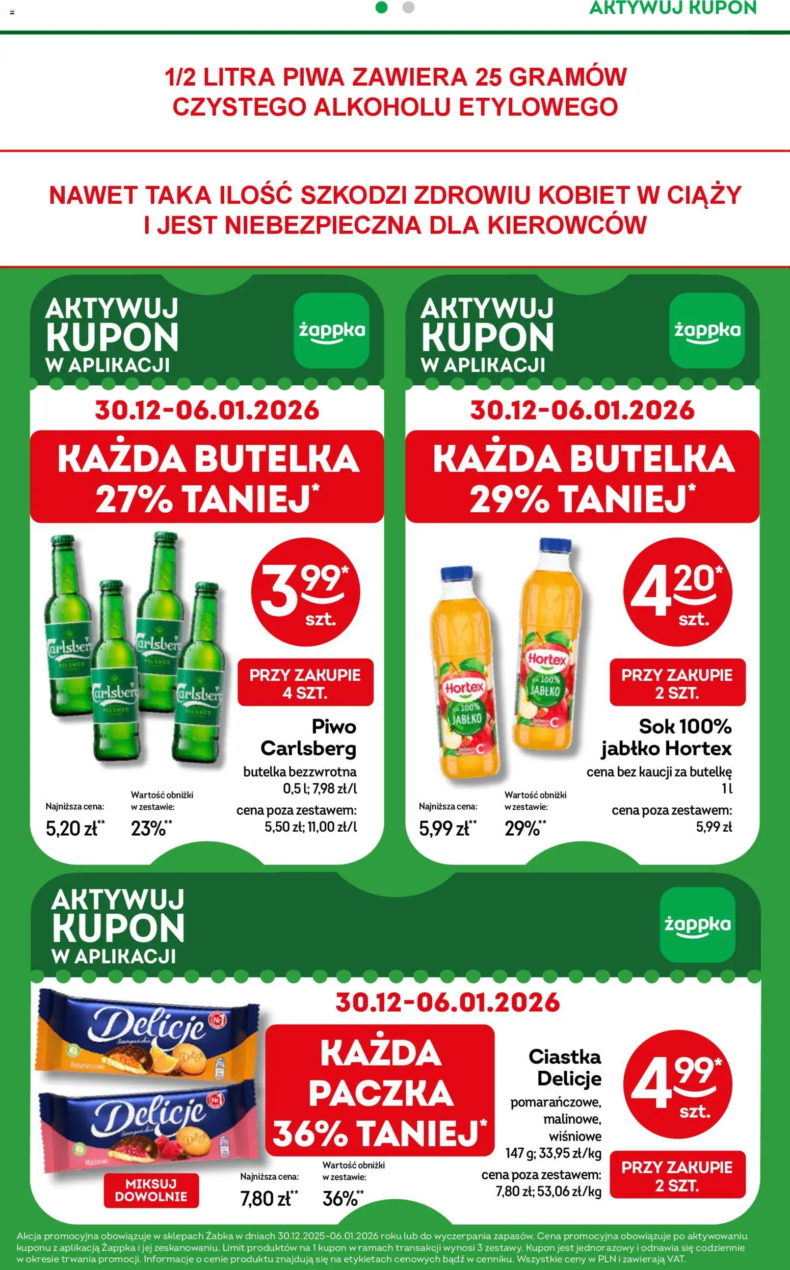Żabka Gazetka od 30.12.2025 | Strona: 36 | Produkty: Sok, Piwo, Ciastka