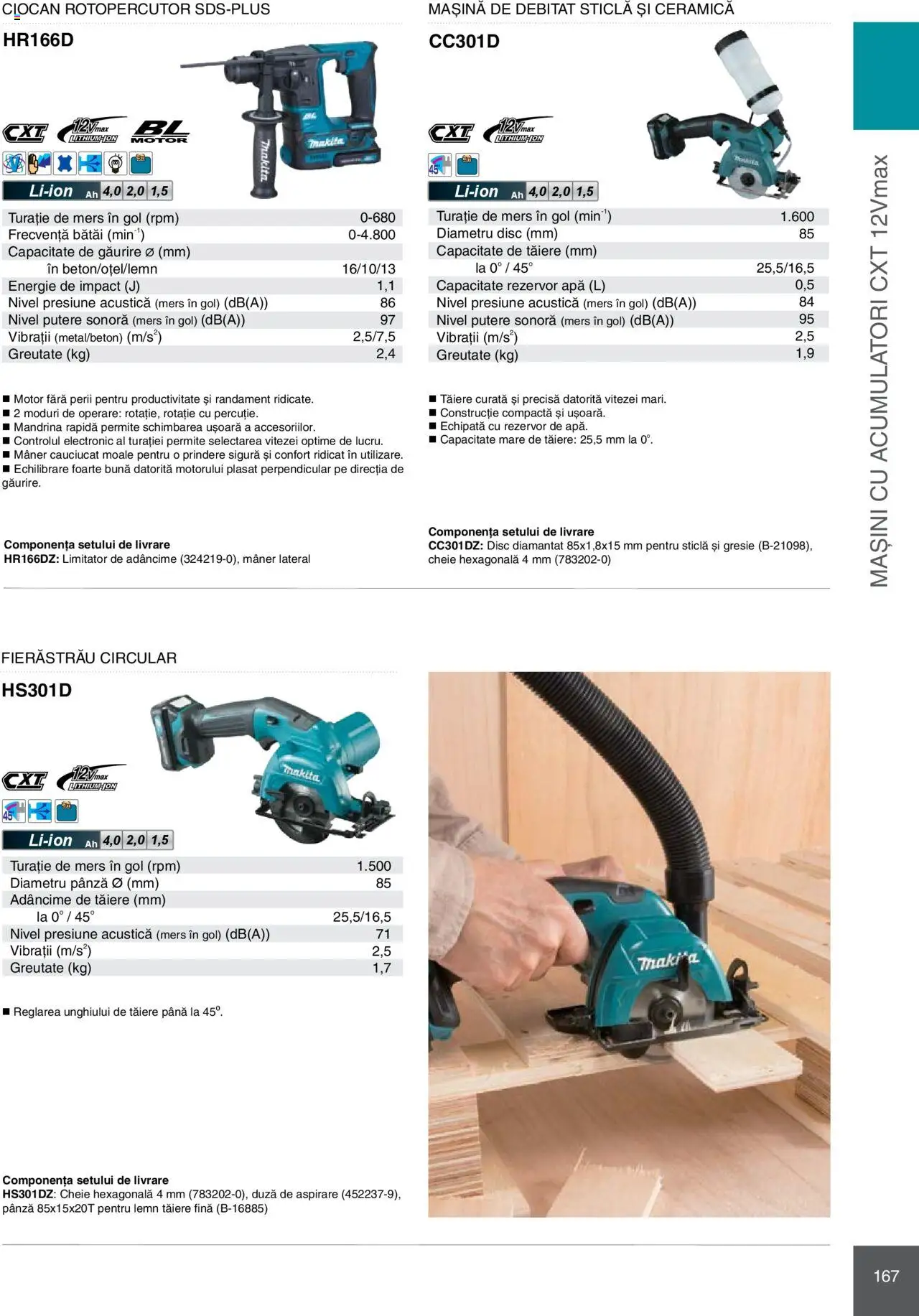 Noul catalog Makita – valabil de la 08.01.2025 | Pagină: 167 | Produse: Ciocan rotopercutor, Disc, Gresie, Apă