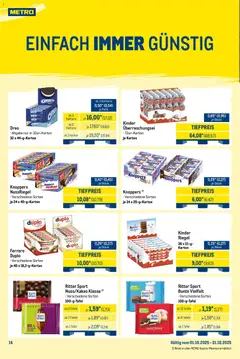 Metro Wochen-Angebote Händler ab 27.10.2025 gültig | Seite: 24 | Produkte: Ferrero duplo, Ritter sport, Kinder riegel, Knoppers