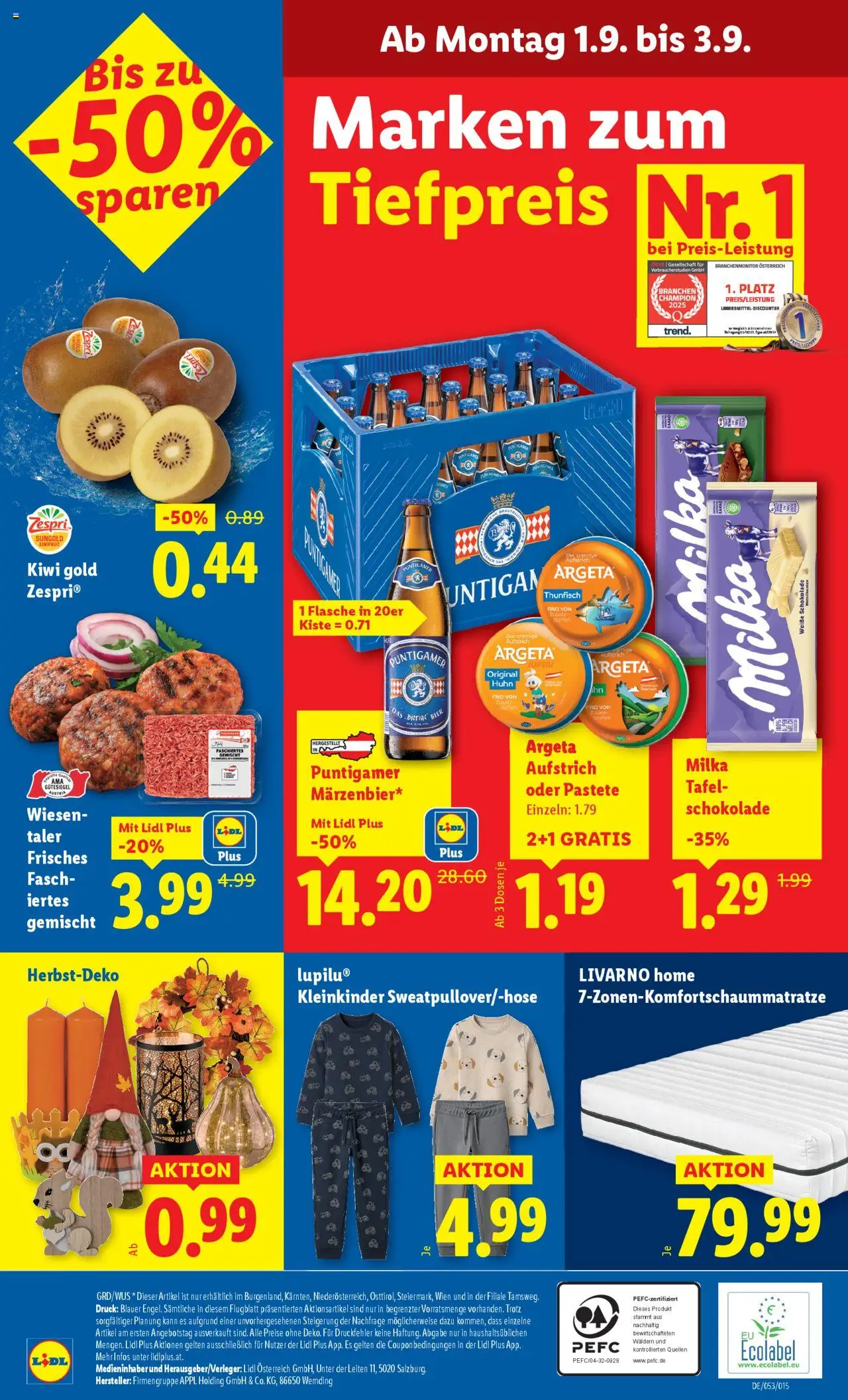 Lidl Flugblatt - Eisenstadt, Ebenfurth, Mattersburg gültig ab 28.08.2025 | Seite: 44 | Produkte: Kiwi, Schokolade, Bier