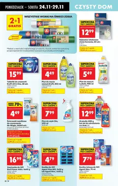 Pogląd oferty "Tabletki do zmywarki Kraft All in One, 38 szt., Dishwasher tablets Kraft All in One, 38 pieces, various types" - ważna od 24.11.2025 | Strona: 80 | Produkty: Rękawice lateksowe, Kraft tabletki do zmywarki, Tabletki do zmywarki, Płyn do mycia naczyń