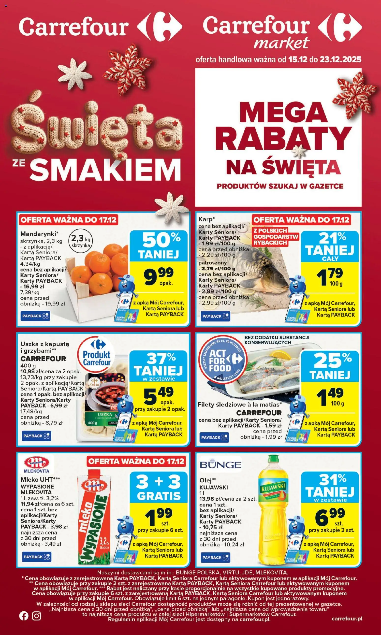 Carrefour Gazetka od 15.12.2025 | Strona: 1 | Produkty: Kapusta, Karta, Mleko, Olej