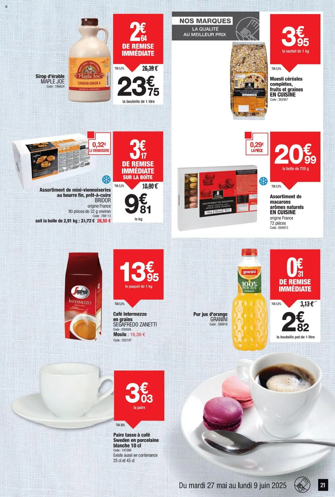  | Page: 21 | Produits: Jus d'orange, Viennoiseries, Jus, Céréales