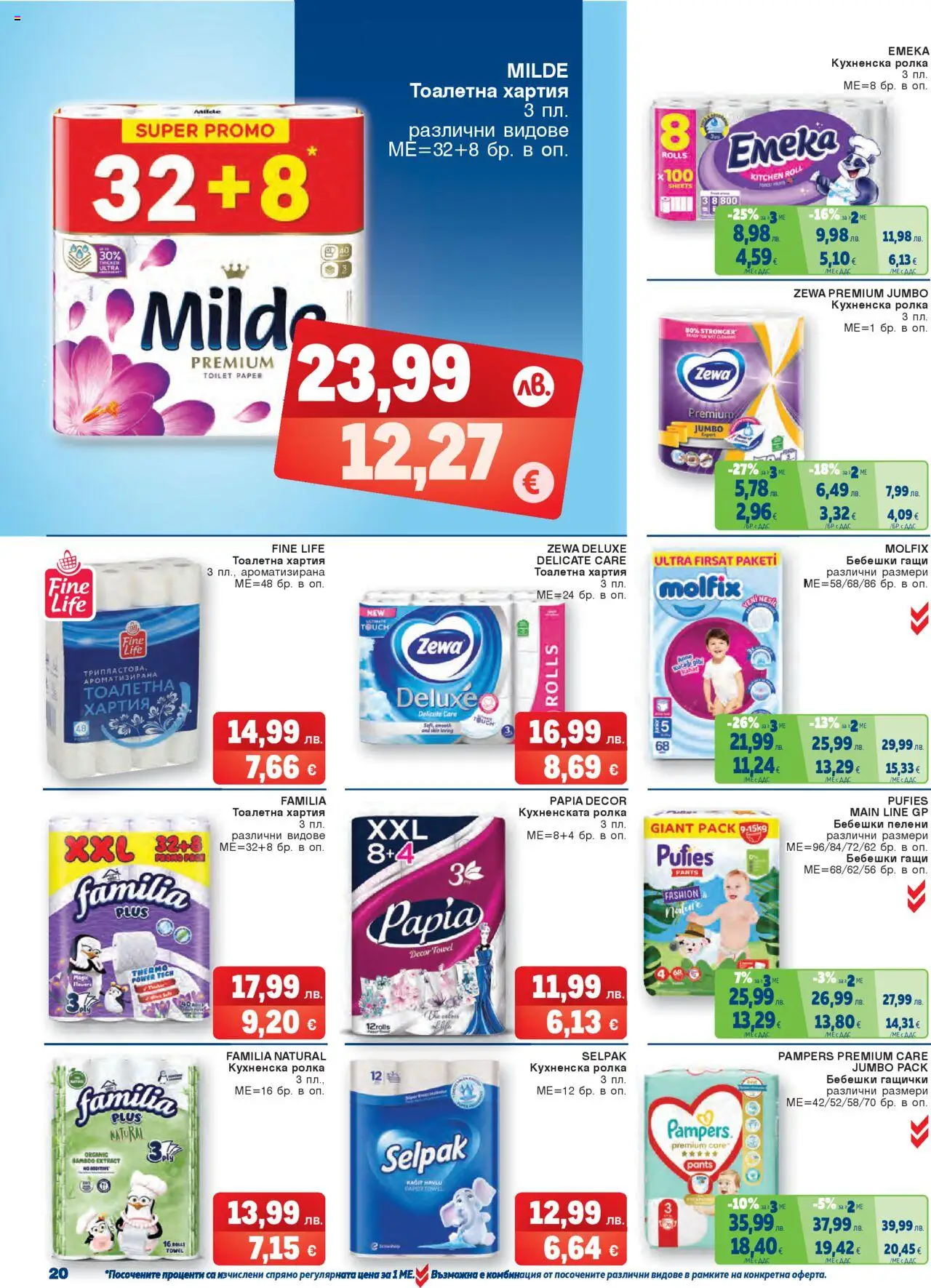  | Страница: 20 | Продукти: Тоалетна хартия, Пелени, Хартия, Тоалетна