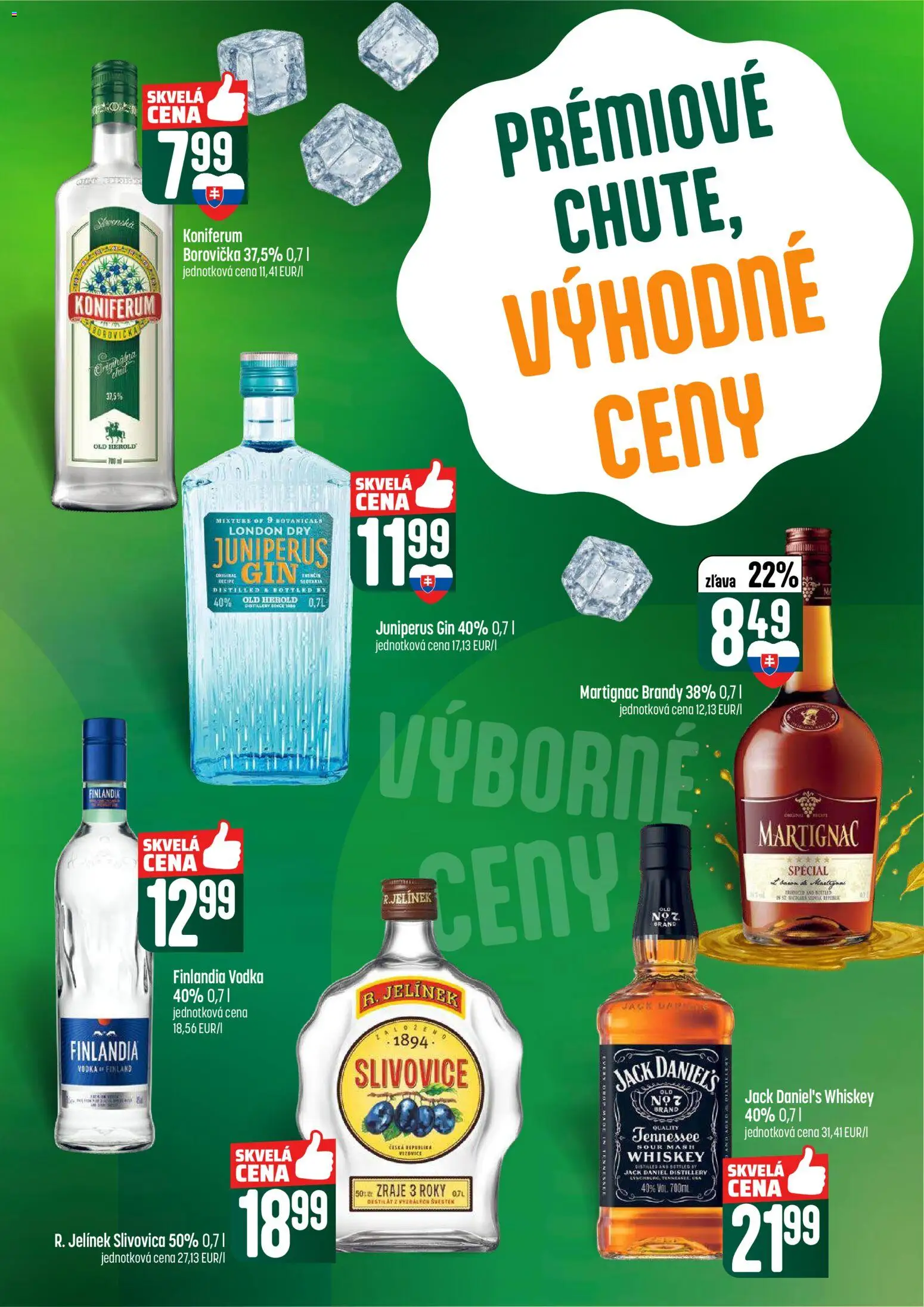 Nové COOP Jednota akcie – leták je platný od 22.01.2026 | Strana: 53 | Produkty: Koniferum, Vodka, Destilát, Jack Daniel's