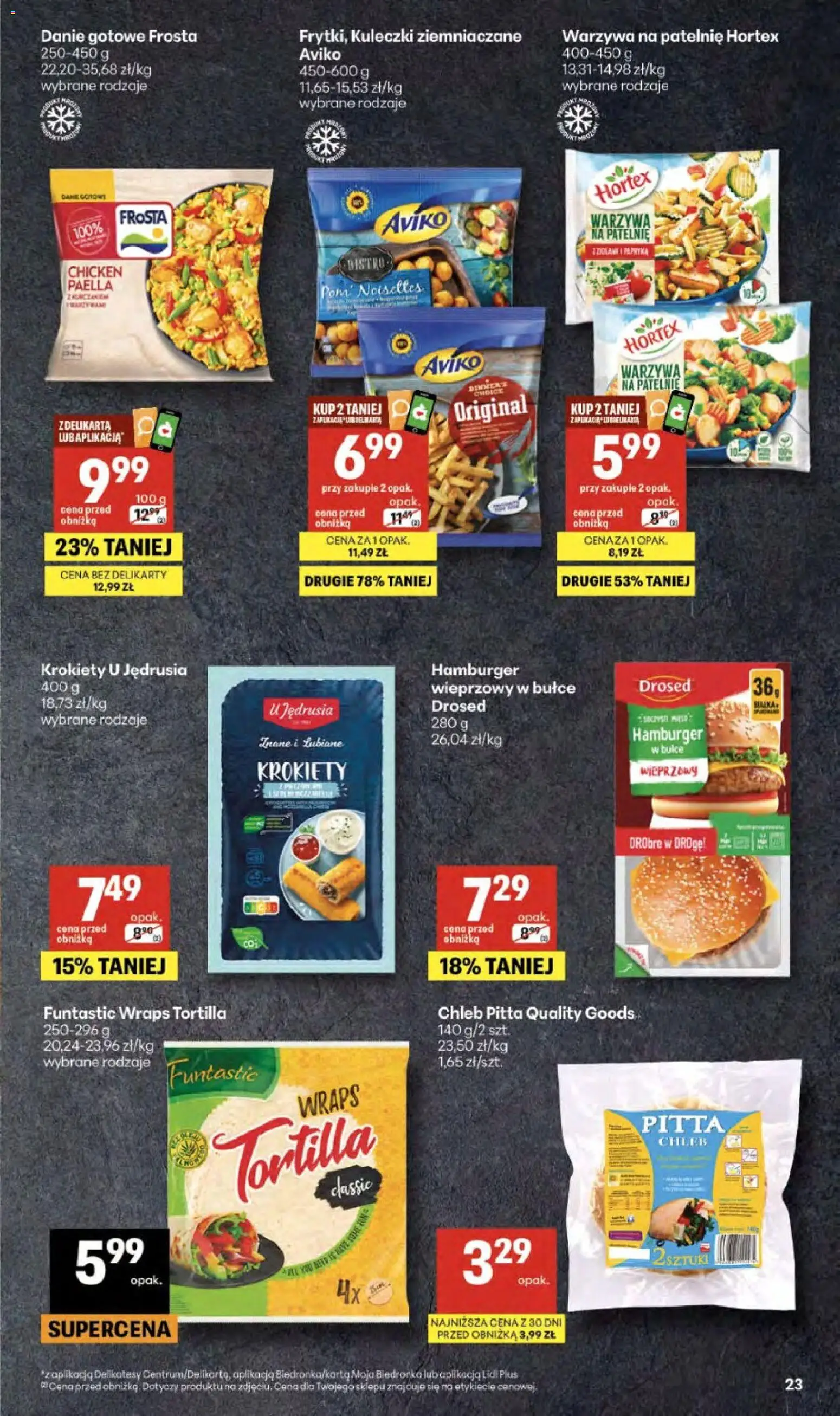 Delikatesy Centrum gazetka od 02.04.2026 | Strona: 23 | Produkty: Krokiety, Tortilla, Papryka, Warzywa