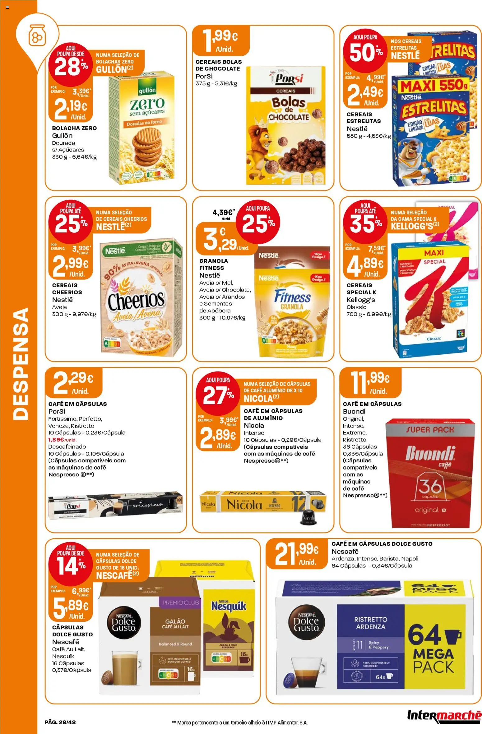 Intermarché folheto │ válido de 02.01.2026 | Página: 28 | Produtos: Granola, Capsulas dolce gusto, Nespresso, Chocolate