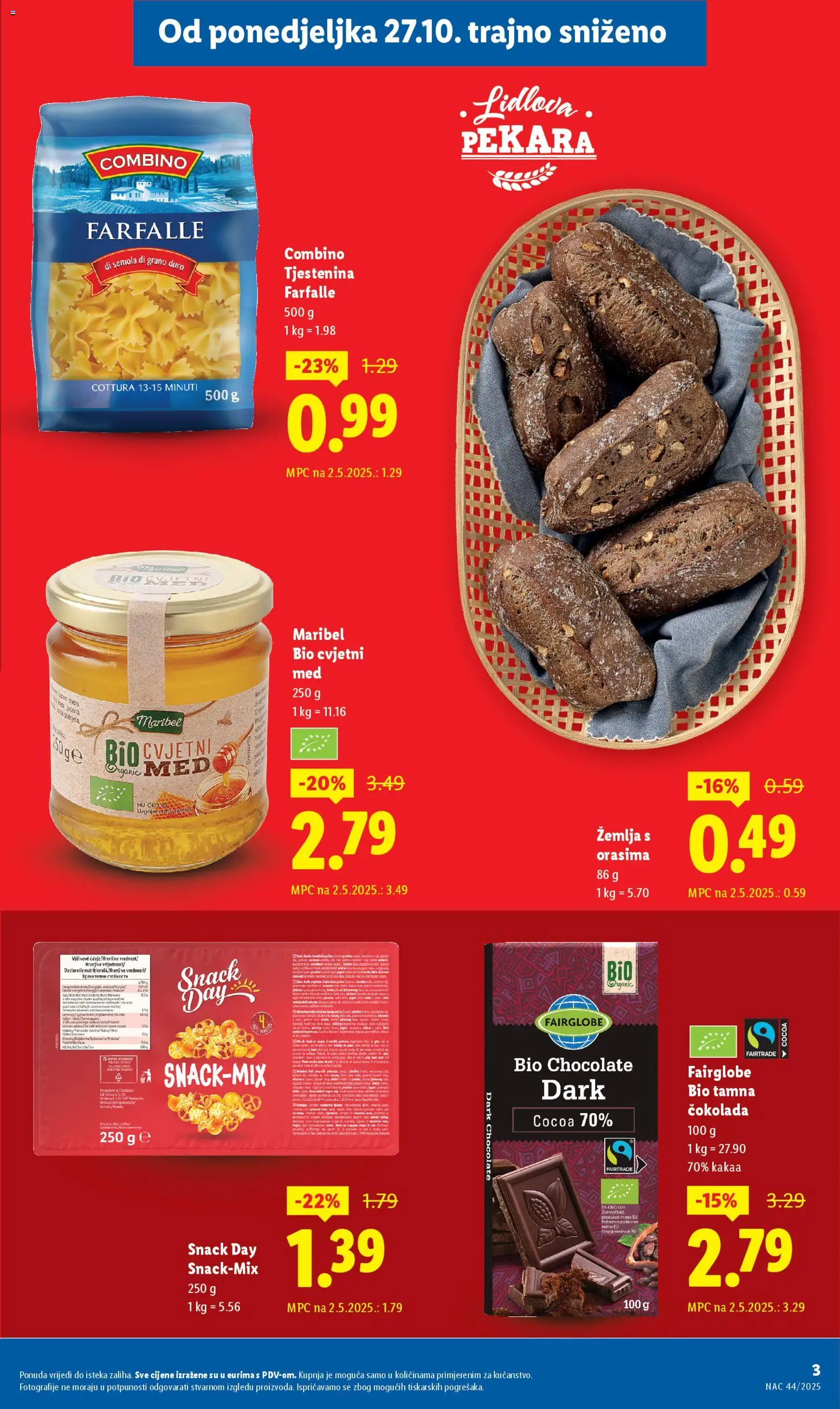 Lidl katalog | vrijedi od 08.09.2025 | Stranica: 3 | Proizvodi: Pekara, Čokolada, Tjestenina, Pasta