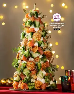 Kerstboom met kaaspoffertjes en zalm, Christmas tree with cheese poffertjes and salmon - Voorbeeld van een folder van Albert Heijn, geldig van 05.12.2025 | Pagina: 56 | Producten: Zalm