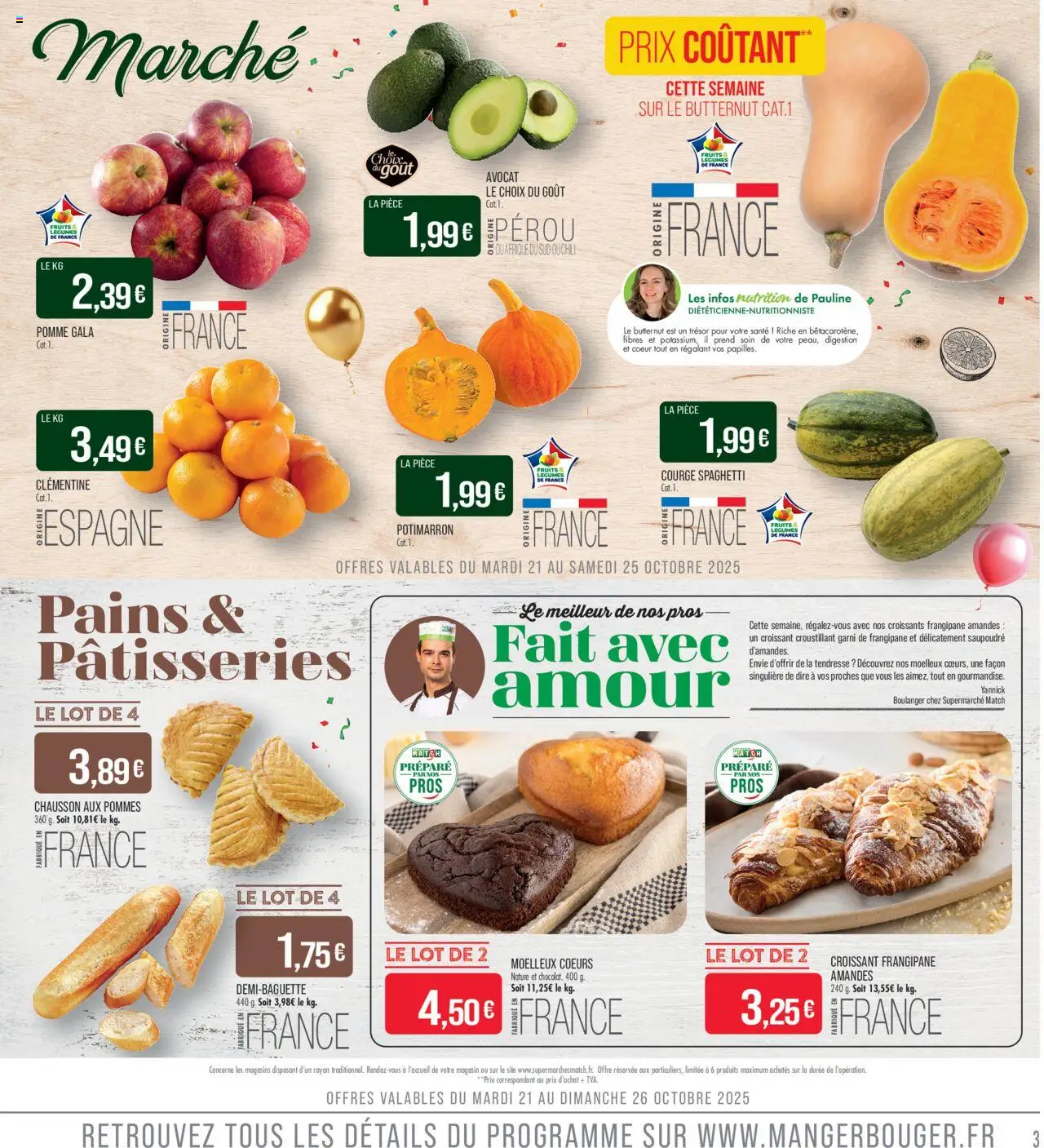 {H1} | Page: 3 | Produits: Clémentine, Spaghetti, Pommes, Amandes