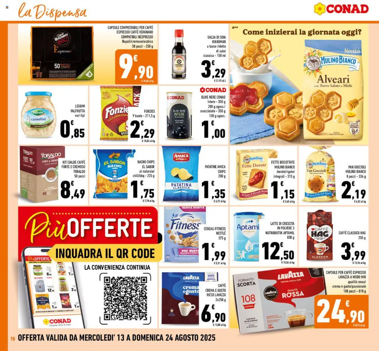 Volantino Conad del 13.08.2025 | Pagina: 18 | Prodotti: Legumi, Caffè, Patatine, Latte