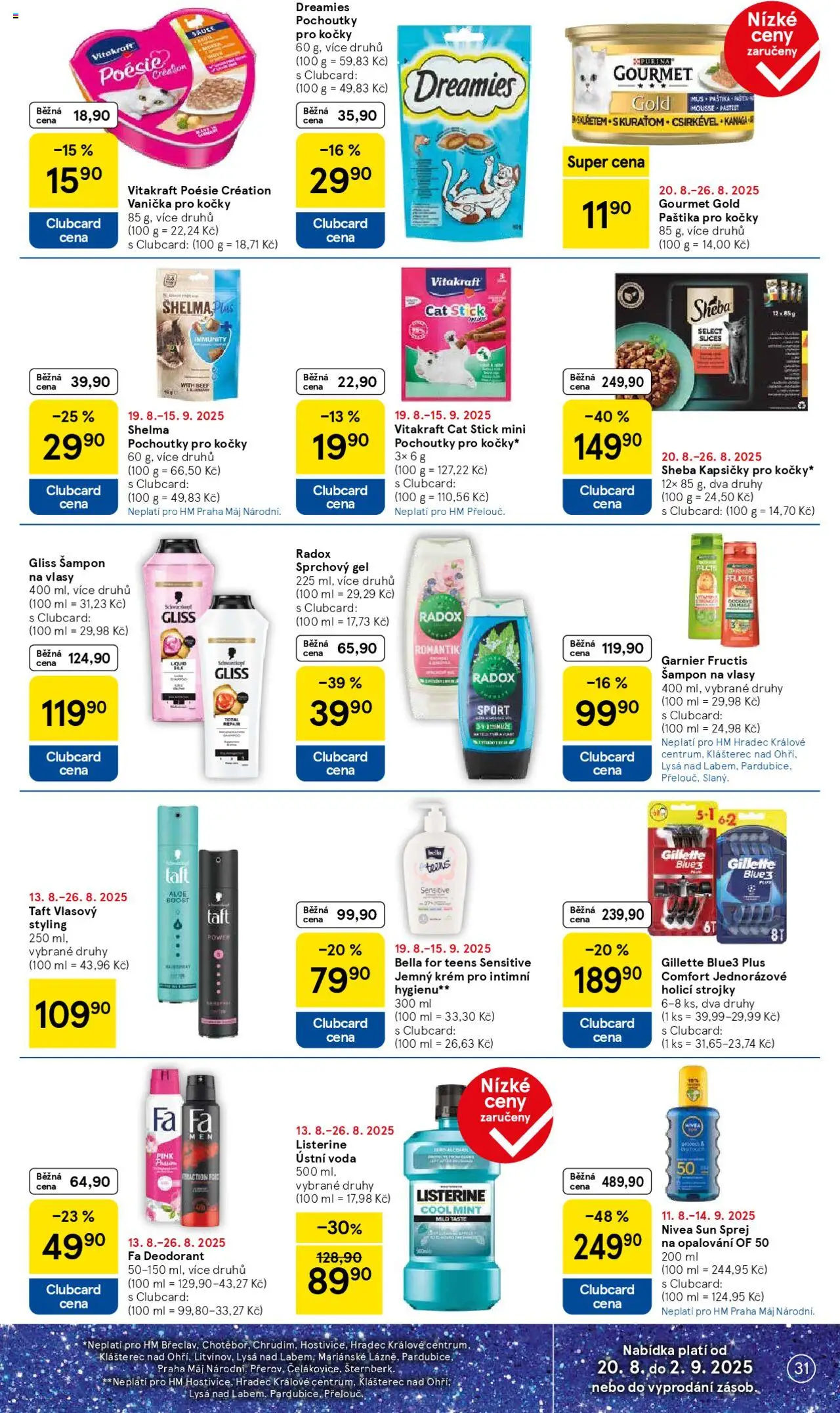 Tesco leták - Hypermarket od 20.08.2025 | Strana: 31 | Produkty: Deodorant, Voda, Listerine, Šampon