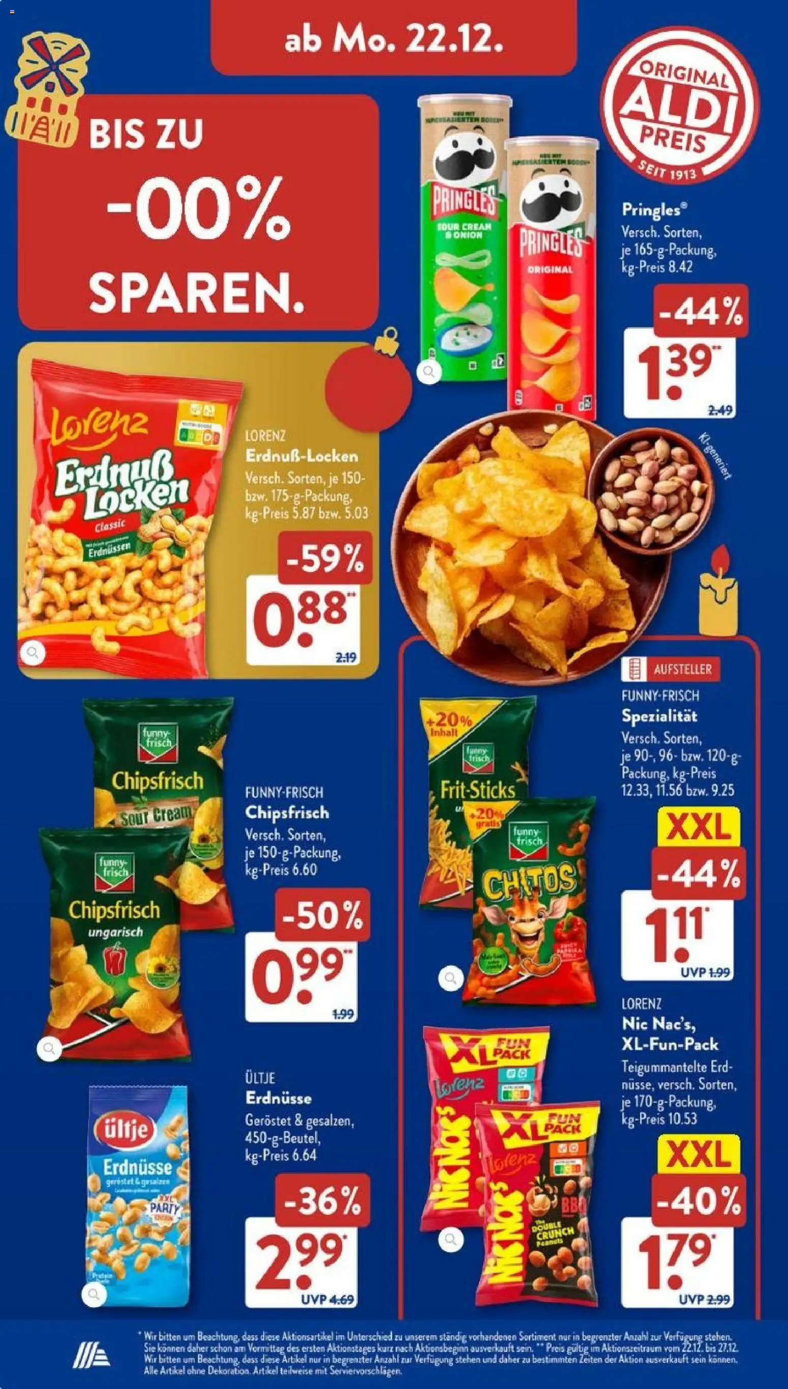 Aldi Süd Prospekt 	 – gültig ab 22.12.2025 | Seite: 18 | Produkte: Erdnüsse, Funny frisch, Pringles