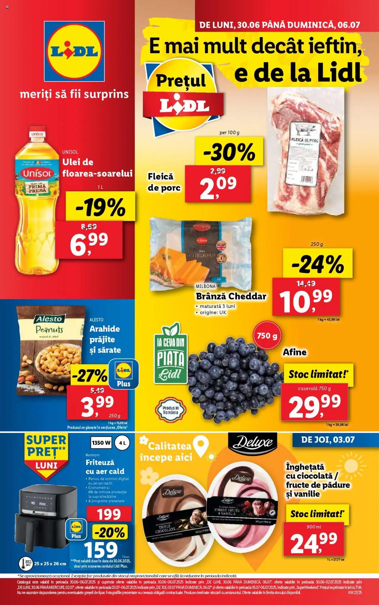 Catalog Lidl – valabil de la 30.06.2025 | Pagină: 1 | Produse: Brânză, Ulei, Ciocolată, Înghețată