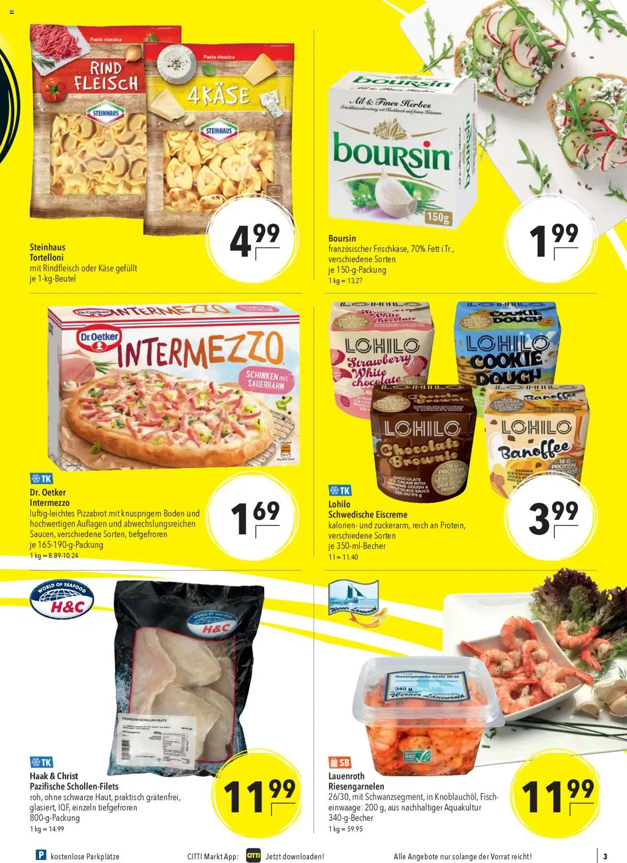 CITTI Markt Prospekt Citty Hits – gültig ab 01.10.2025 | Seite: 3 | Produkte: Eiscreme, Fisch, Schinken, Rindfleisch
