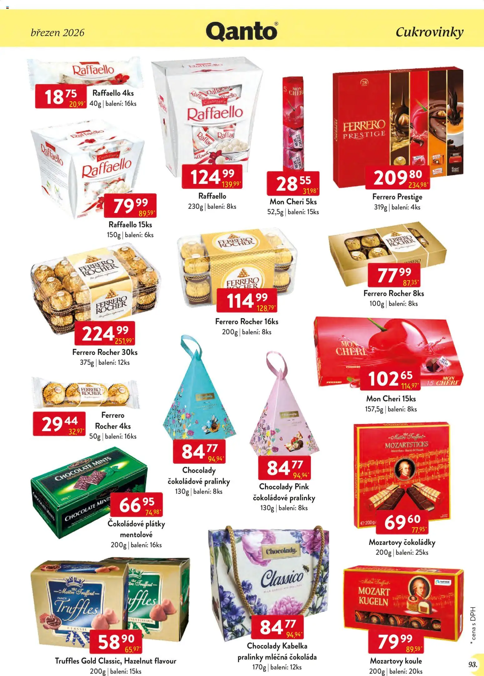 Astur & Qanto leták - Velkoobchod 03/2026 od 01.03.2026 | Strana: 93 | Produkty: Mon Chéri, Čokoláda, Mozartovy koule, Truffles