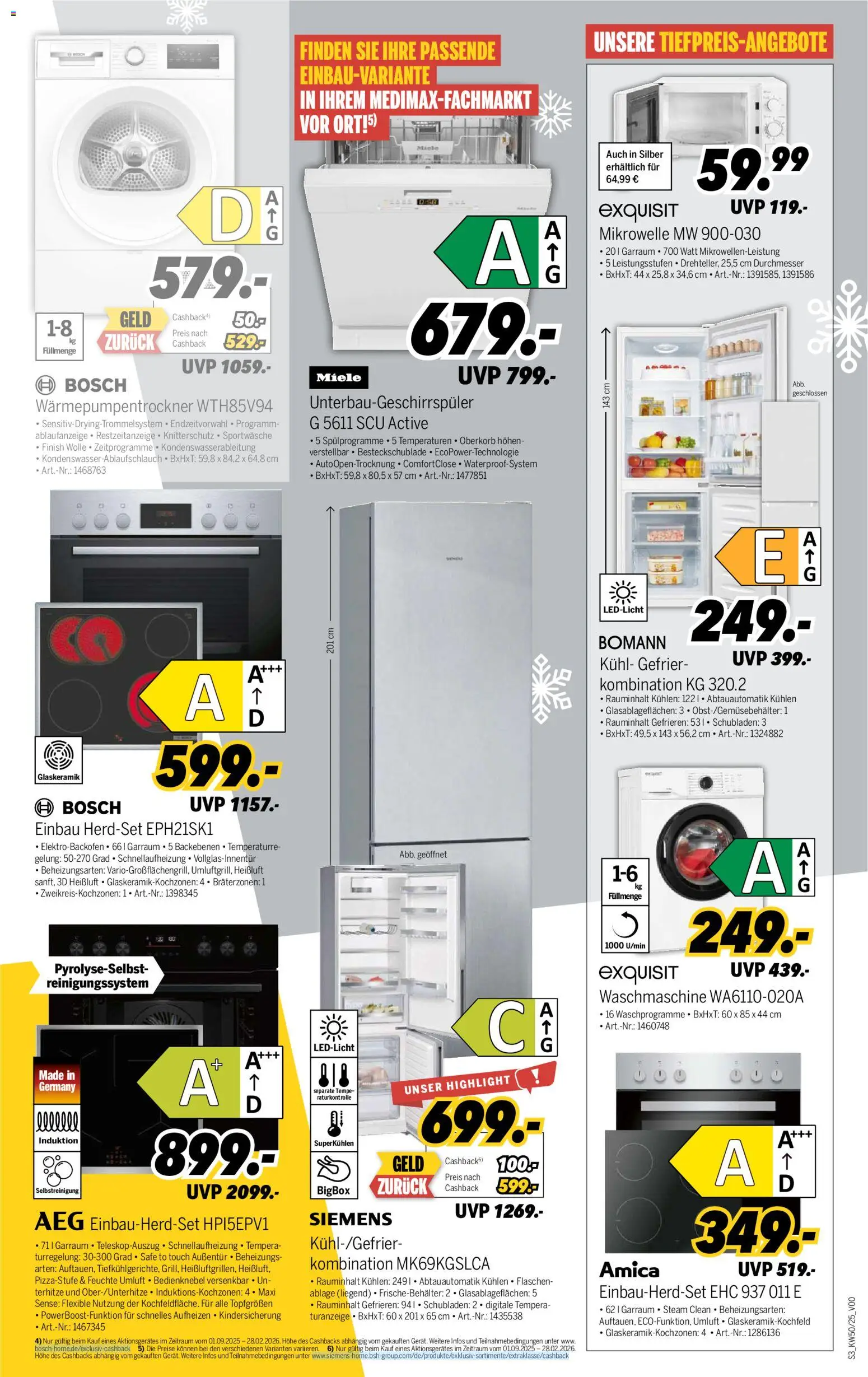 Medimax Prospekt 	 – gültig ab 06.12.2025 | Seite: 3 | Produkte: Bosch, Siemens, Mikrowelle, Finish
