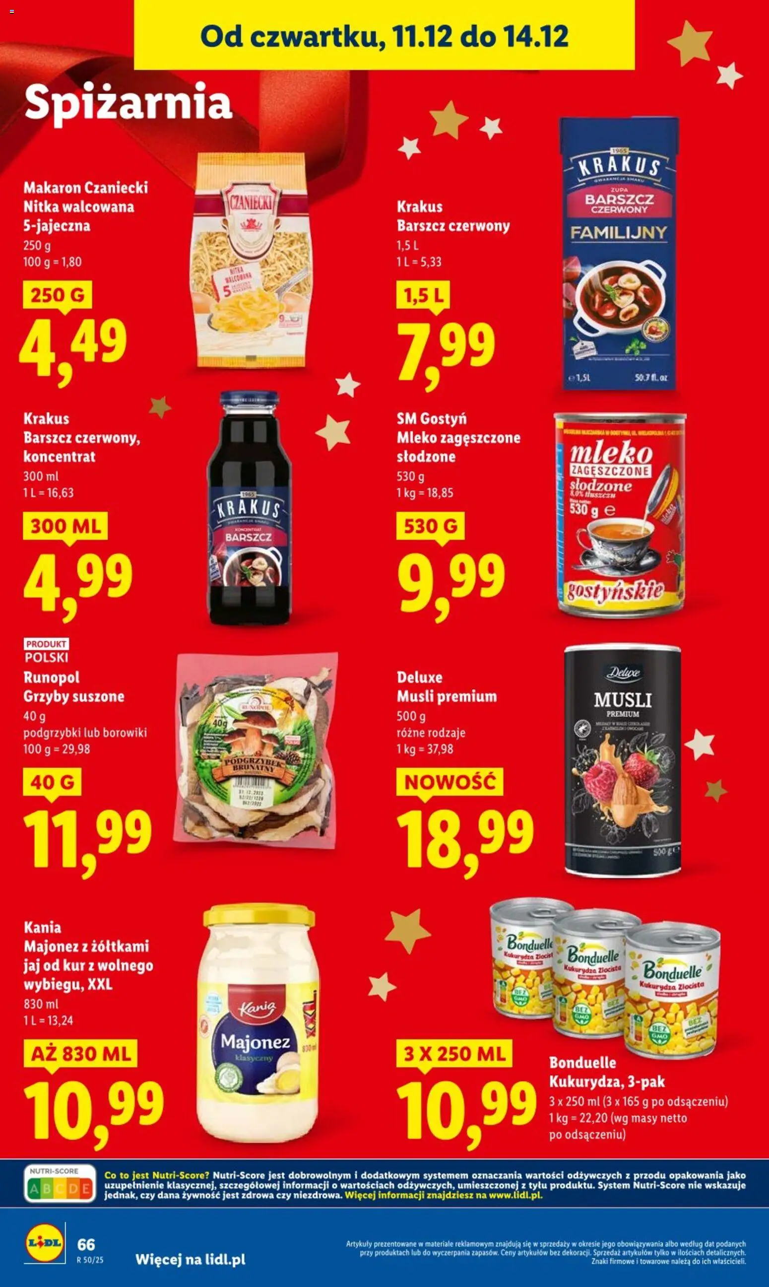 Lidl Gazetka od 11.12.2025 | Strona: 66 | Produkty: Kukurydza, Mleko, Zupa, Grzyby suszone
