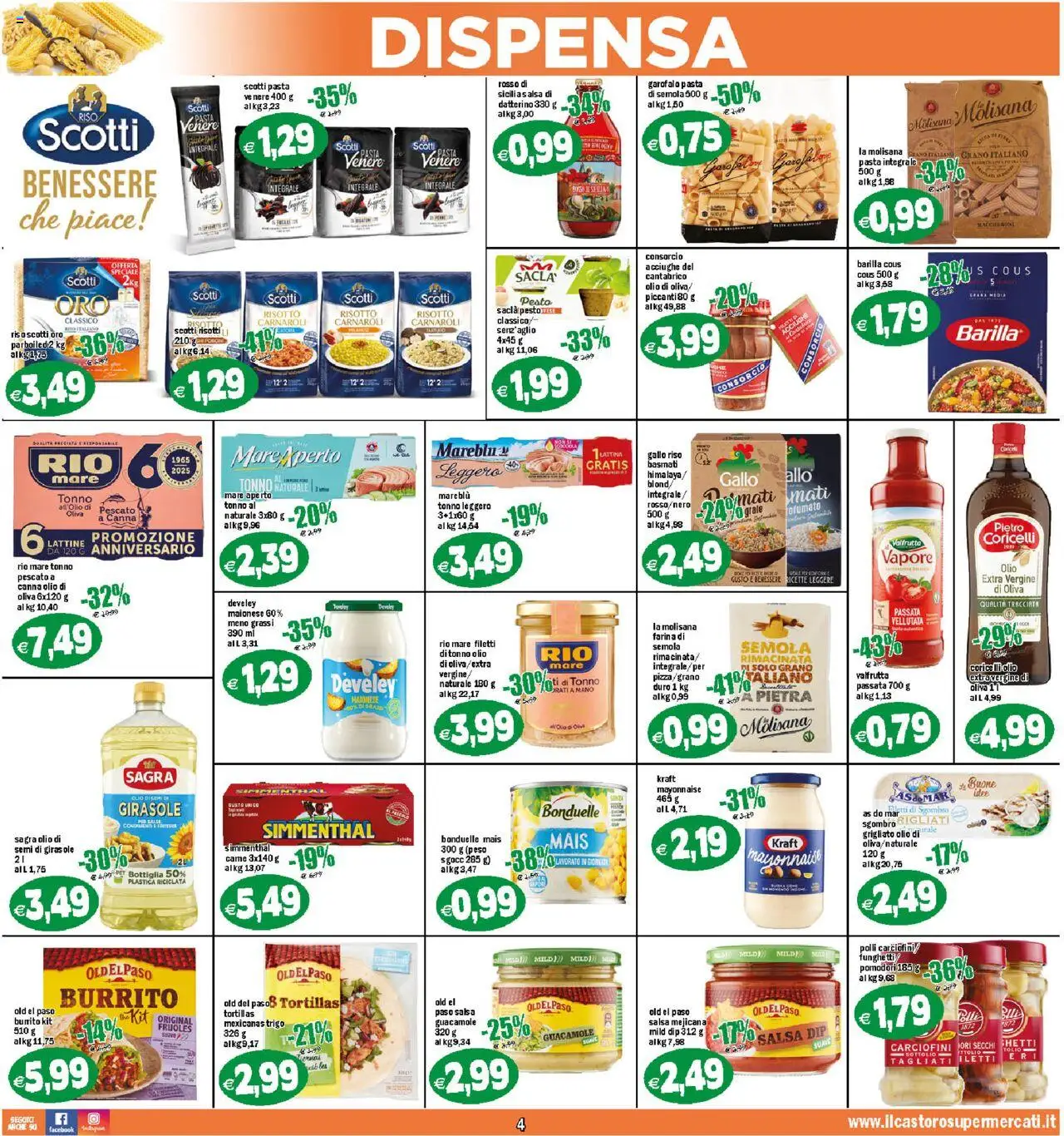 Volantino Il Castoro del 05.09.2025 | Pagina: 4 | Prodotti: Riso, Maionese, Pasta, Pesto