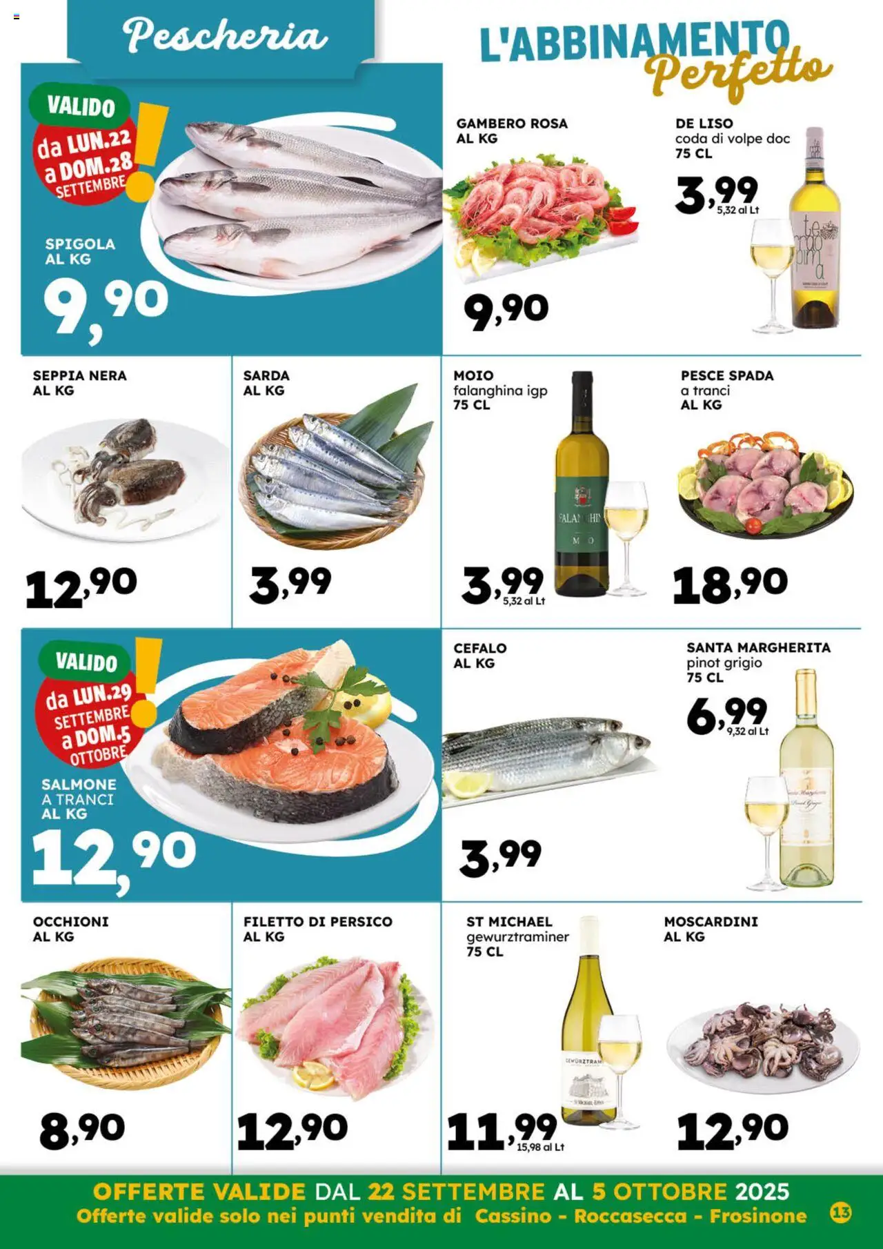 Volantino GECOP del 22.09.2025 | Pagina: 13 | Prodotti: Salmone, Pesce, Spigola, Pesce spada